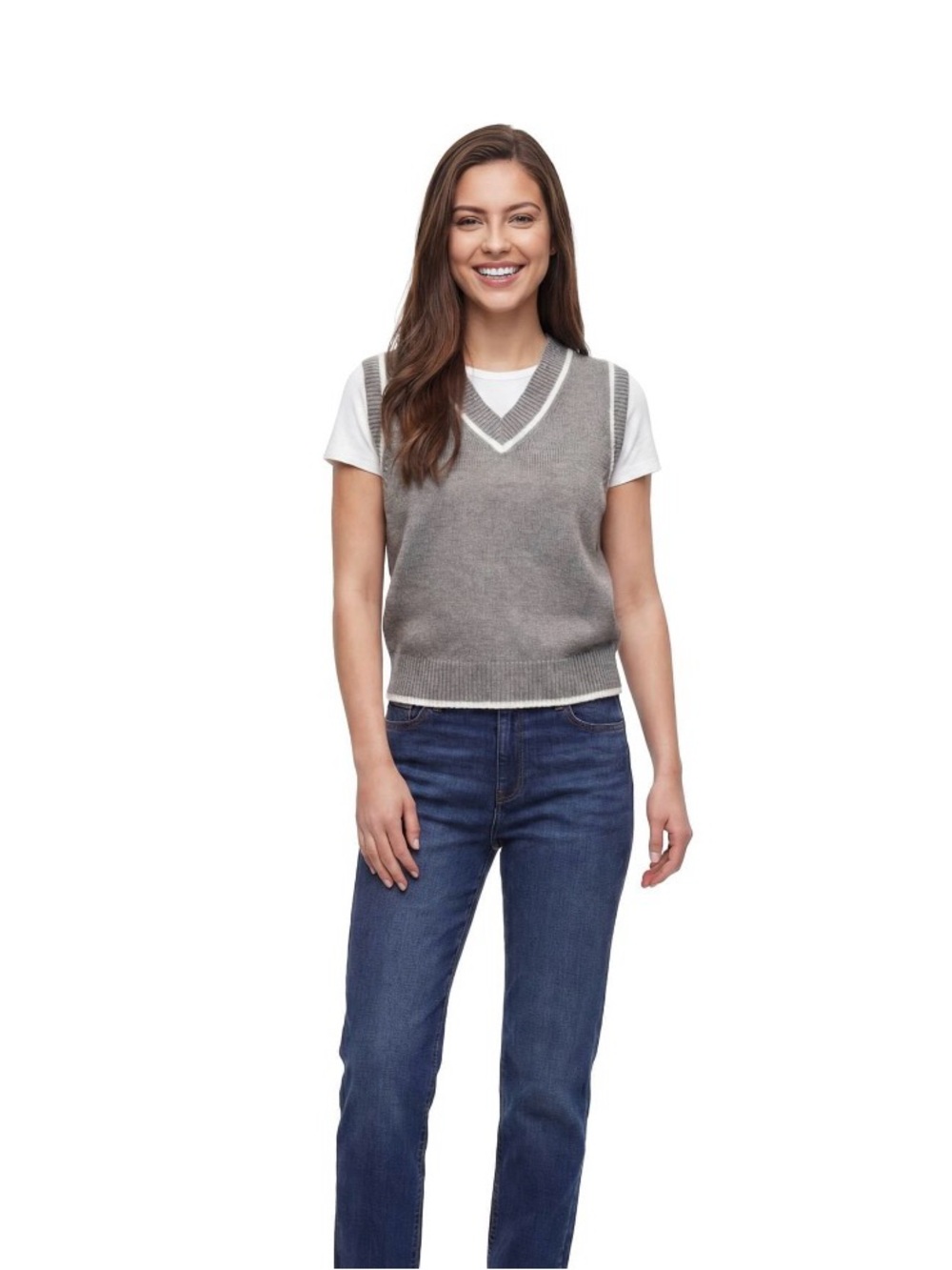Express Women's V-Neck Cropped Vest Gray Size medium